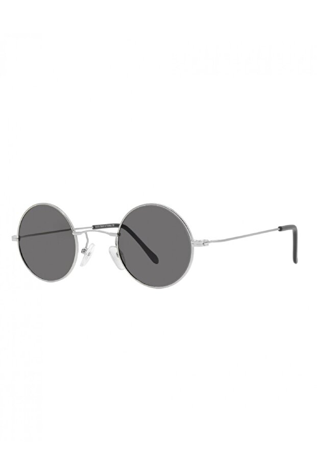 Vintage Round Polarized Sunglasses Silver Frame Smoked Glass 42