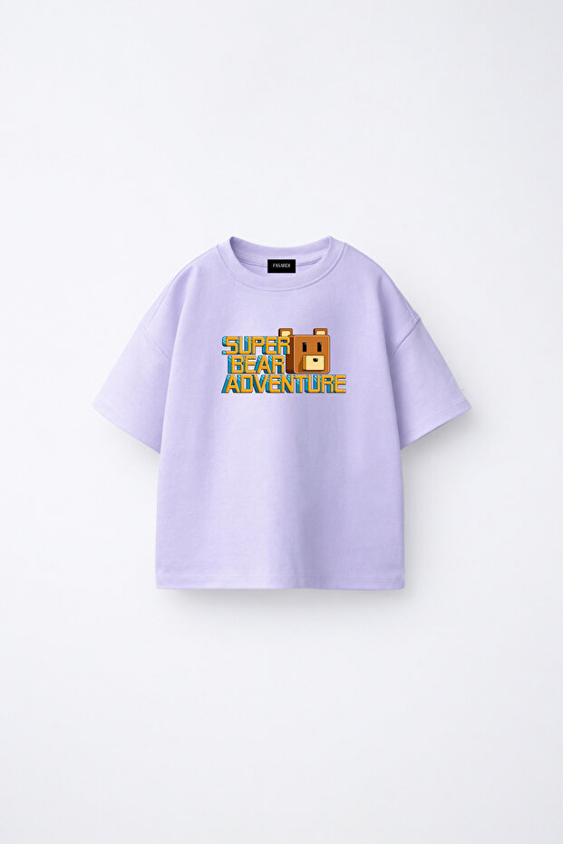 Super Bear Adventure Super Bear Printed Oversized 100% Cotton Short Sleeve Unisex Kids T-Shirt