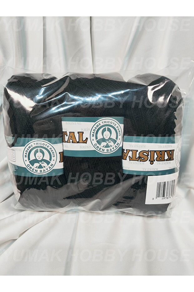 Crystal Black Hand Knitting Yarn (3 Pieces) - Color: 999