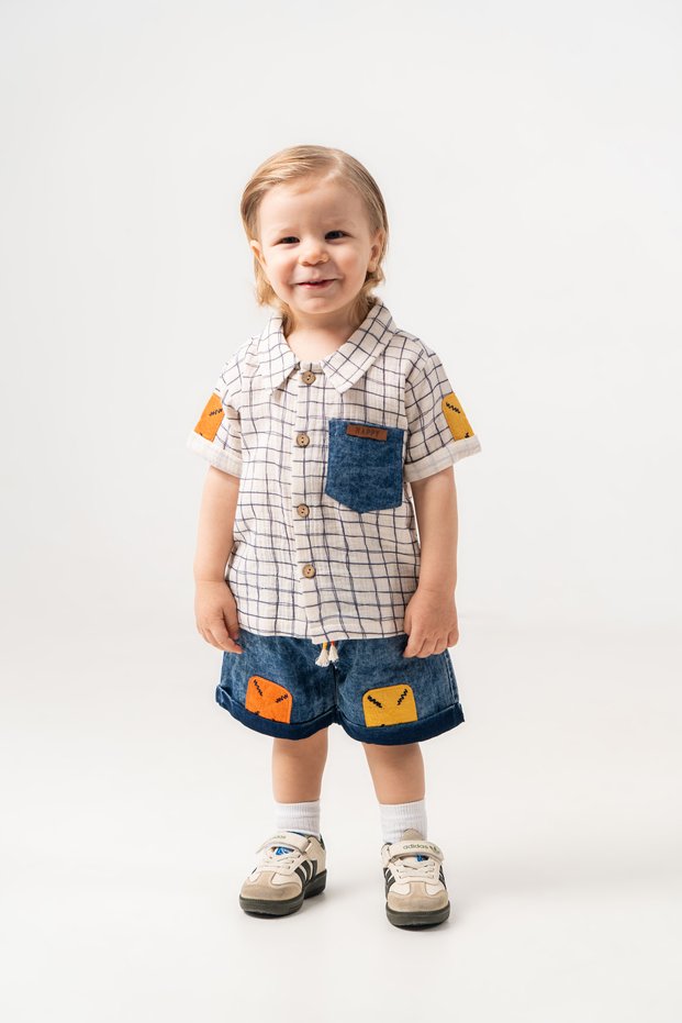 Baby Boy Summer Muslin Shirt and Shorts 2-Piece Set