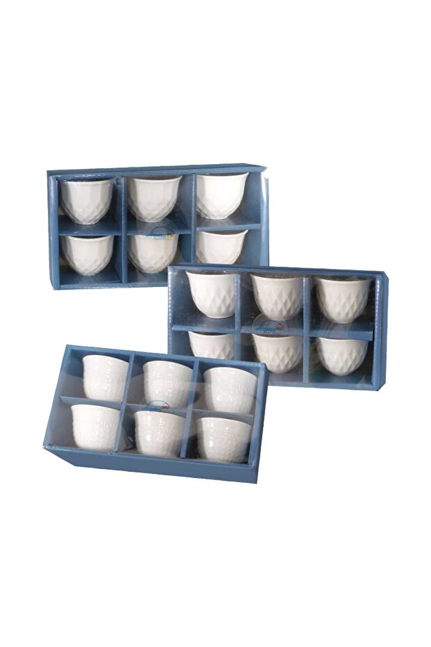 Ceramic Cawa Cups, 80 ml, 6 Pcs, Assorted