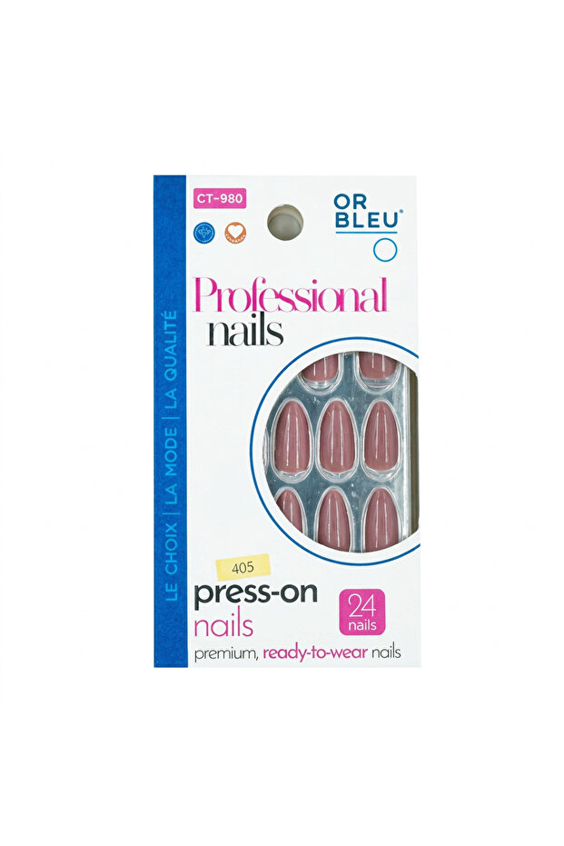 CT980 Professional Press-On Nails, Almond-Shaped, Premium Ready-to-Wear, Waterproof, 24 Nail