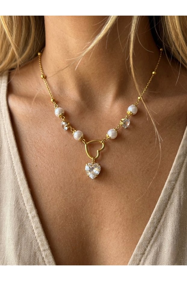 316 L Steel Necklace, Anti-Tarnish, Anti-Allergic, with Pearl (2 Years Importer Guarantee)
