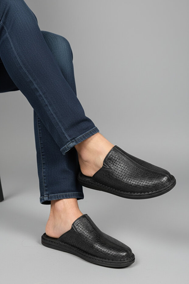 Genuine Leather Orthopedic Heel Spur Special Sole Closed Front Daily Slippers