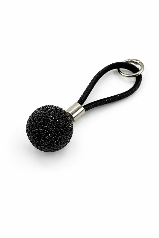 Black Stone Disco Ball Keychain – Crystal-Embellished Premium Stylish Bag & Car Accessory