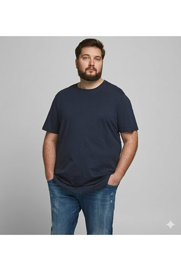Men's Large Size Crew Neck Basic T-Shirt 12184933