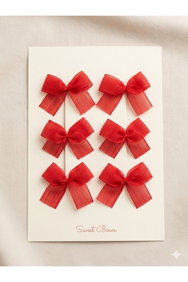Multi-Colored 6-Piece Ribbon Bow Clip Buckle Set