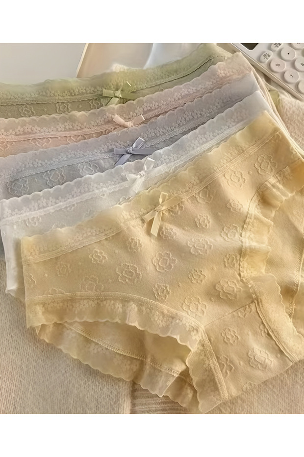 5 Pieces - 95% Cotton Panties - Stylish and Sweet Breathable Panties Set