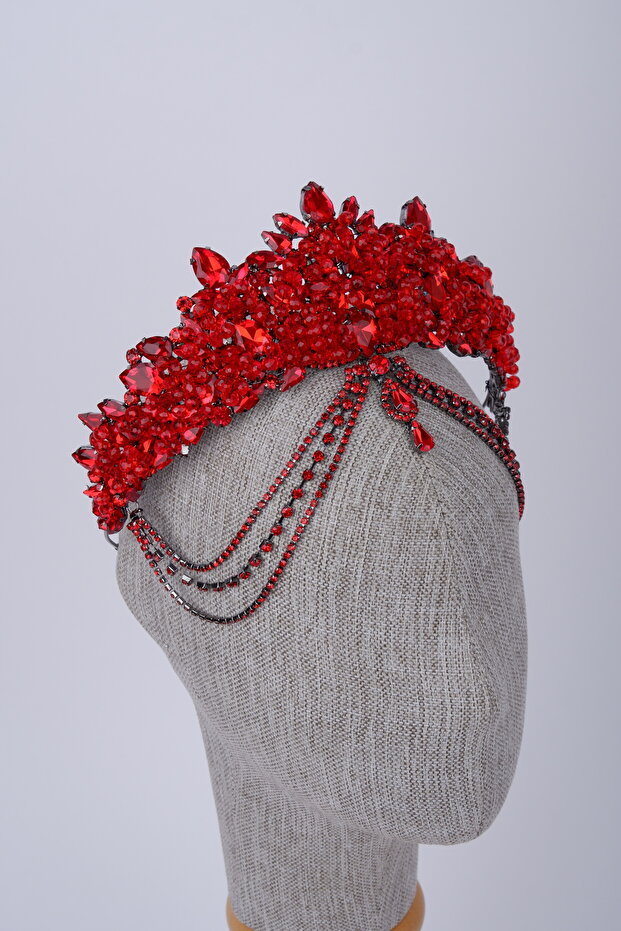 Crystal Frontlet Chain Crown Bridal Wedding Henna and Party Hair Accessory