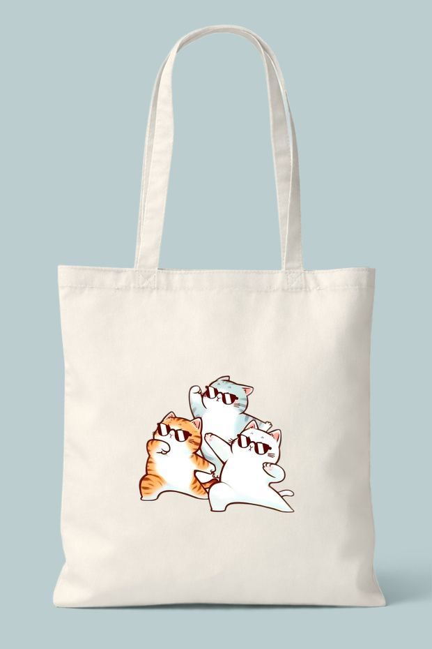 Dancing Cats with Sunglasses Printed Cloth Bag