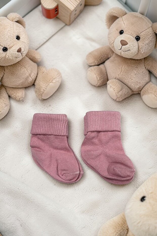 Dried Rose Organic Cotton Folded Unisex Newborn Socks