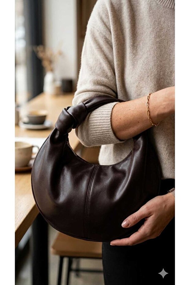 The Moiss Women's Mini Jordie Handbag with Acikahve Leather Knot