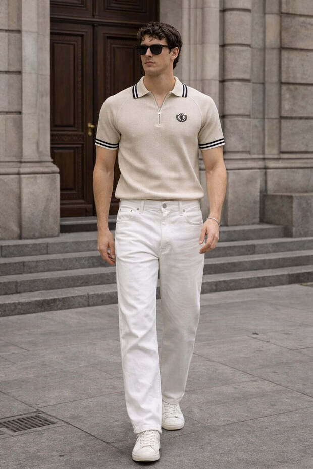 Men's Polo Collar T-Shirt Half Zipper Smart-Casual Fit T-Shirt Cotton Golf and Casual Sports T-Shirt