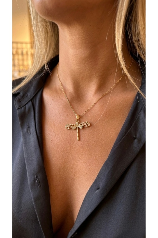 316 L Steel Necklace, Anti-Tarnish, Anti-Allergic, with Dragonfly Figure (2 Years Importer Guarantee)