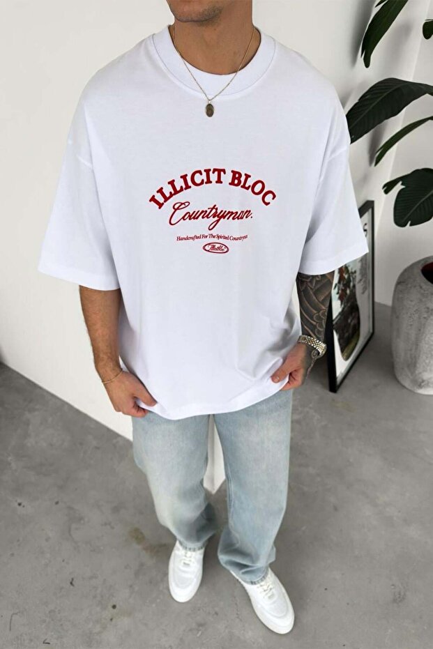 White Countryman Printed Premium Oversize T-Shirt