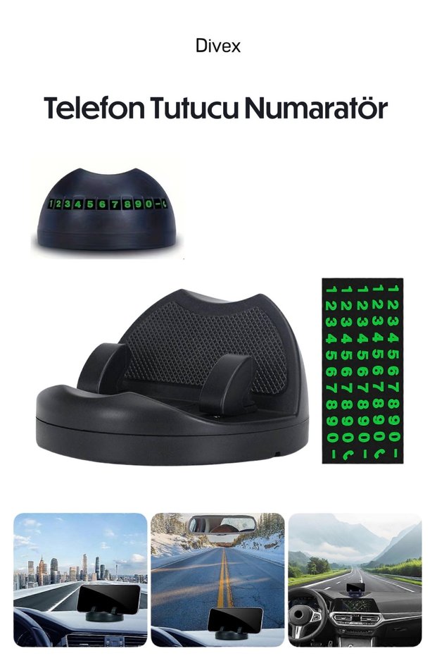 In-Car Phone Holder and Temporary Parking Number - Numbered Car Accessory