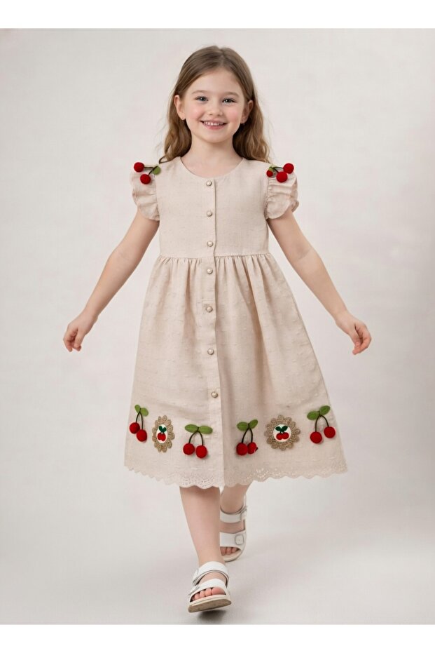 Girl's Cherry Detailed Dress