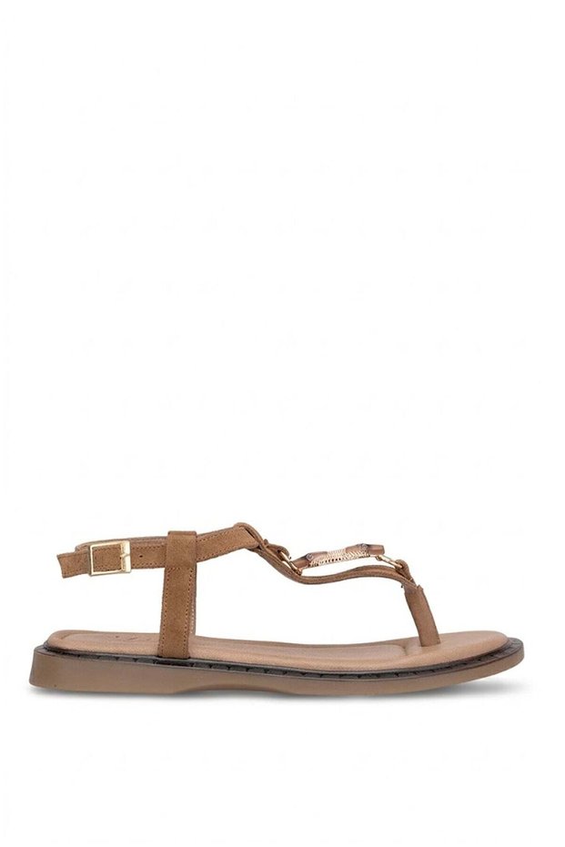 26by169.26684 Women's Stoned Flat Sandals Brown