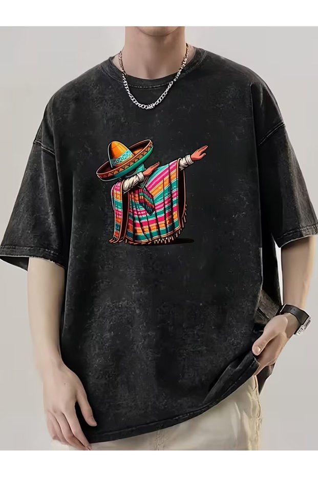 Street Style Retro Acid Wash Gray T-Shirt - Loose Fit Stonewashed Unisex Top