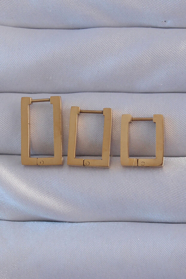 Stylish 316L Steel Gold Color Rectangular Earring Set Teachers Mothers Valentine's Day Gift