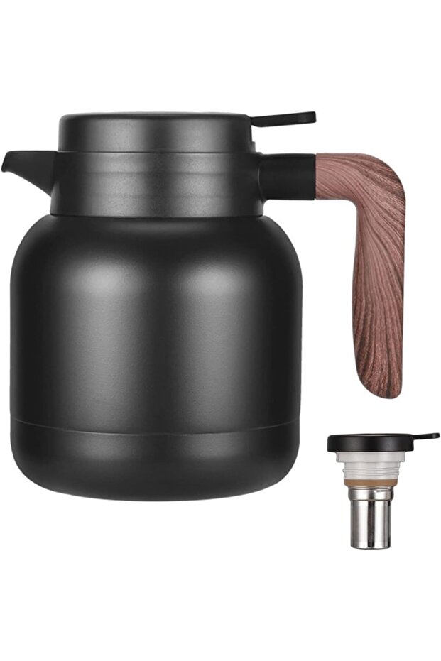 Insulated Stainless Steel Thermos Pot – 24H Hot & Cold Vacuum Flask (Black)