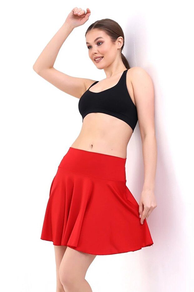 Beach Skirt Pareo, Red Color, No-Wash Skirt