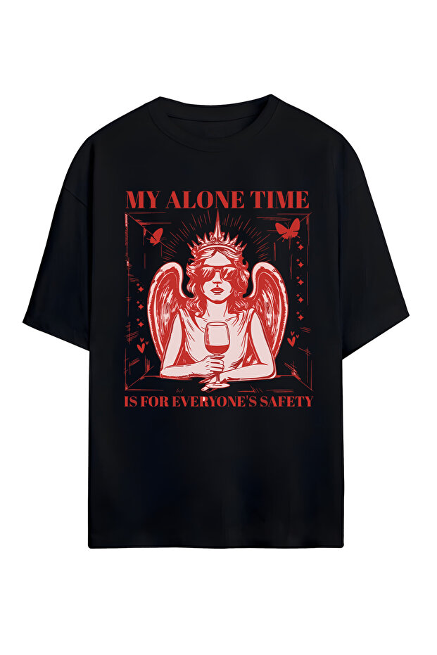 تي شيرت My Alone Time مطبوع للجنسين مصنوع من القطن بنسبة 100%