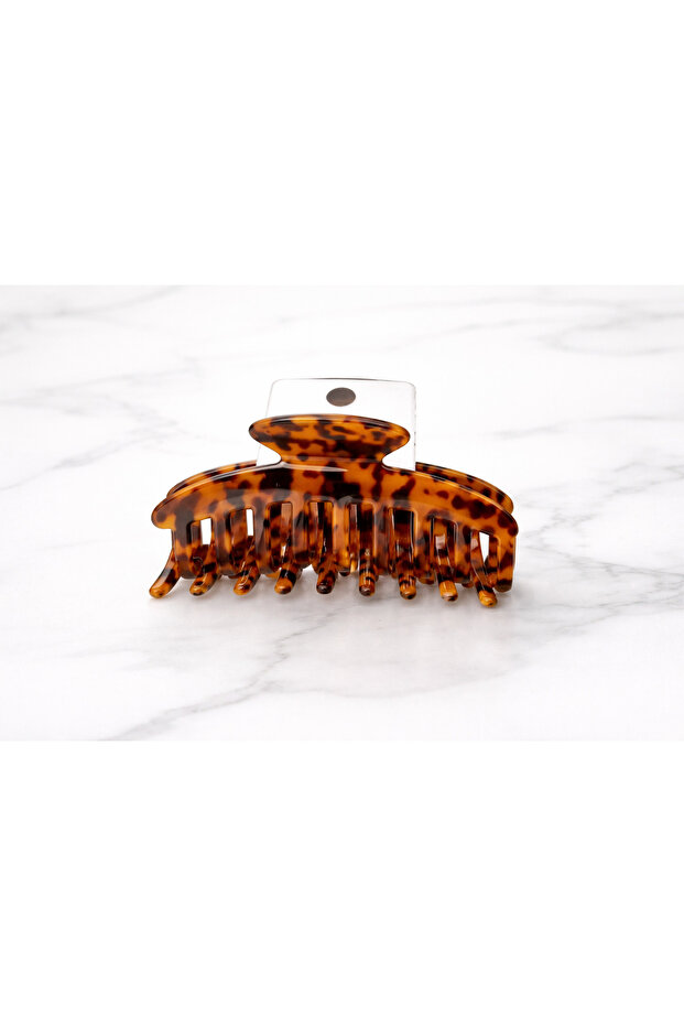 Leopard Patterned Medium Size Acetate Bone Women's Buckle - 10 cm