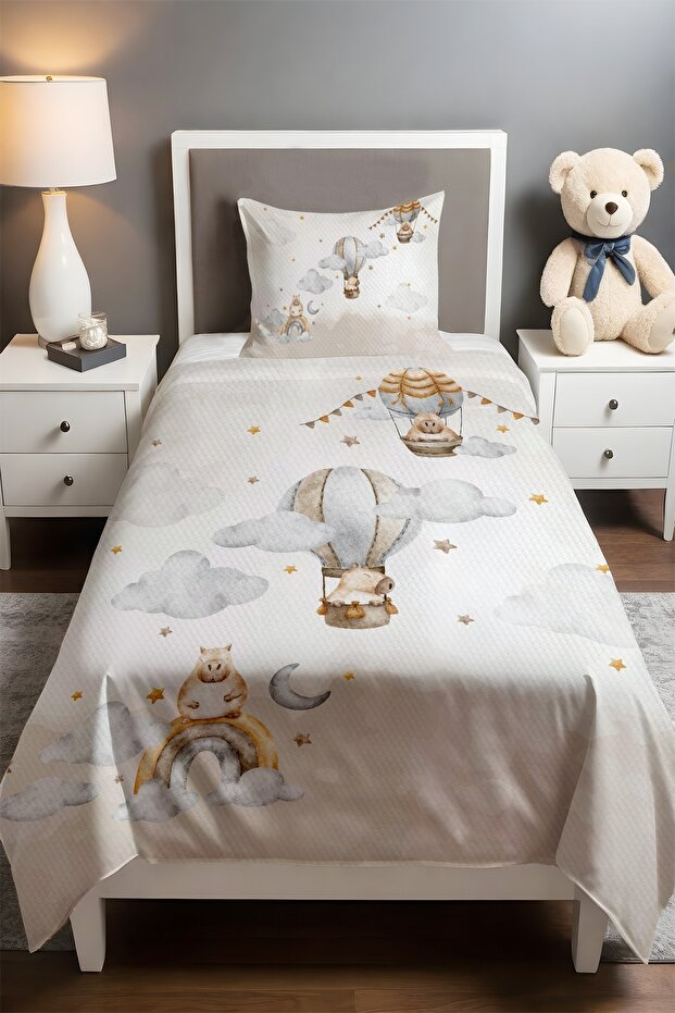 Flying Capybara Patterned Single Baby Child Pique Set