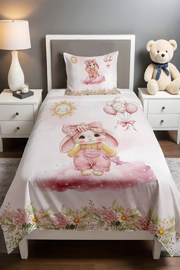 Fancy Rabbit Patterned Single Baby Kids Pique Set