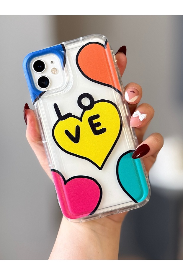 iPhone 11 Transparent Heart Pattern Case