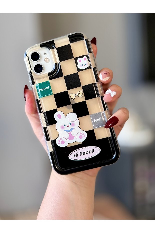 iPhone 11 Y2K Checkerboard Pattern Phone Case – Transparent, Durable, and Trendy Design