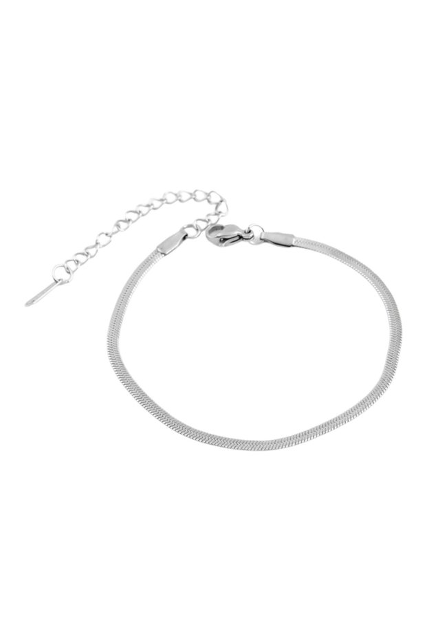 Adjustable Italian Chain Bracelet Women Silver Color Stainless Steel Flat Chain Stylish Bracelet