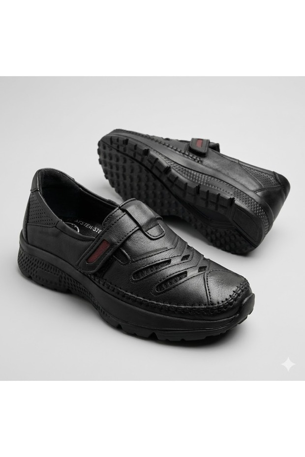 (Br Gol) Inside and Outside Genuine Leather Phlon Light Sole Casual Women's Shoes Black
