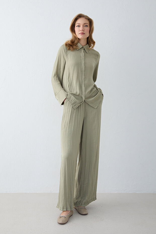 Modal Satin Shirt Set 32-2738