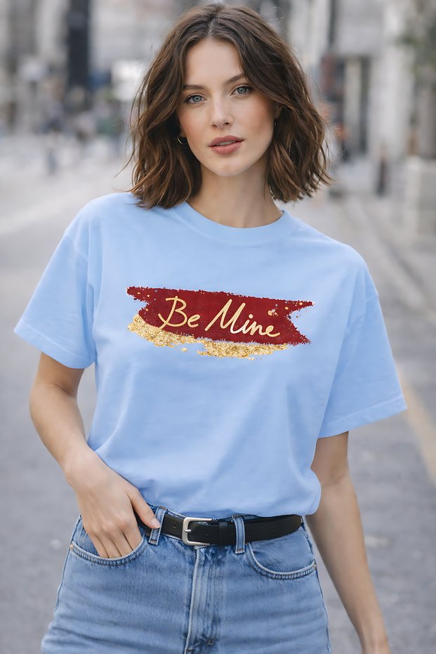 Be Mine Text Printed Unisex Oversize T-Shirt – Cotton Crew Neck Casual Streetwear T-Shirt