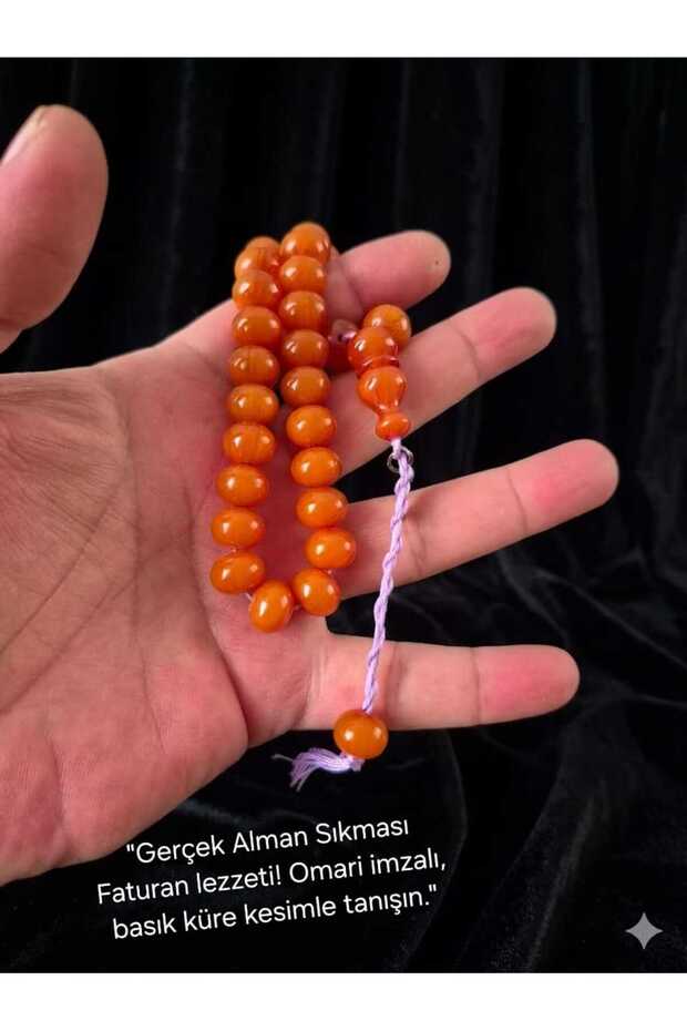 Güleç Natural Stone Omari Master Signed German Crushed Stone Prayer Beads - 9.30X11.30 mm Flat Sphere Cut