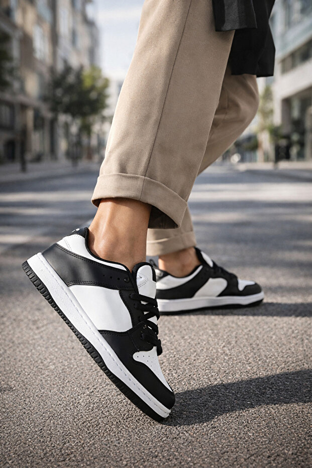 Sandrush Low Top Durable Comfortable Unisex Daily Sneaker Shoes – Black and White