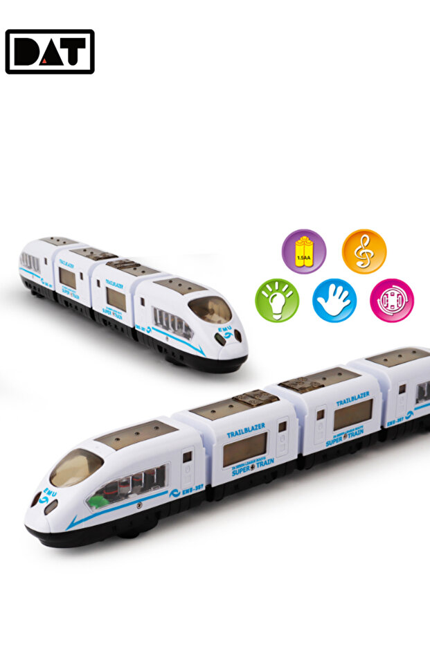 Trailblazer Battery-Operated Light-Up Toy Train, Flashing Lights + Music, Rotating Action