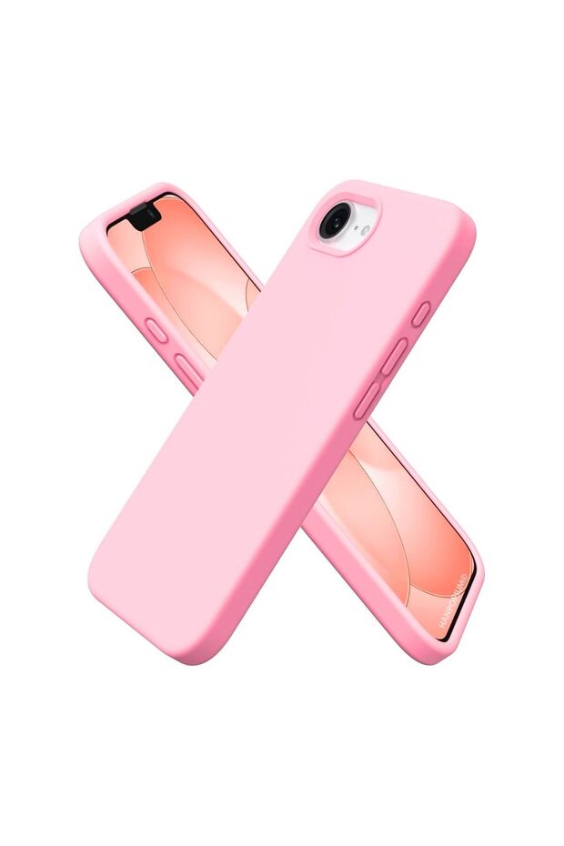 iPhone 17E Compatible Silicone Case - Pastel Color Tone Flexible Cover with Camera Protection - Pink