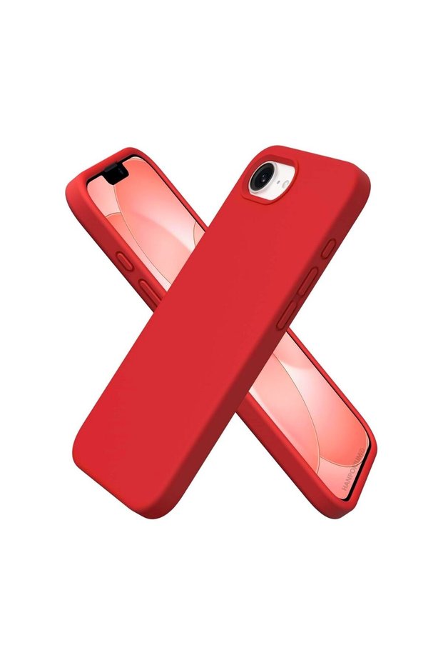 iPhone 17E Compatible Silicone Case - Pastel Color Tone Flexible Cover with Camera Protection - Red