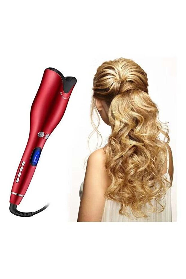Hair Curler Rotating Ceramic Crimper Red