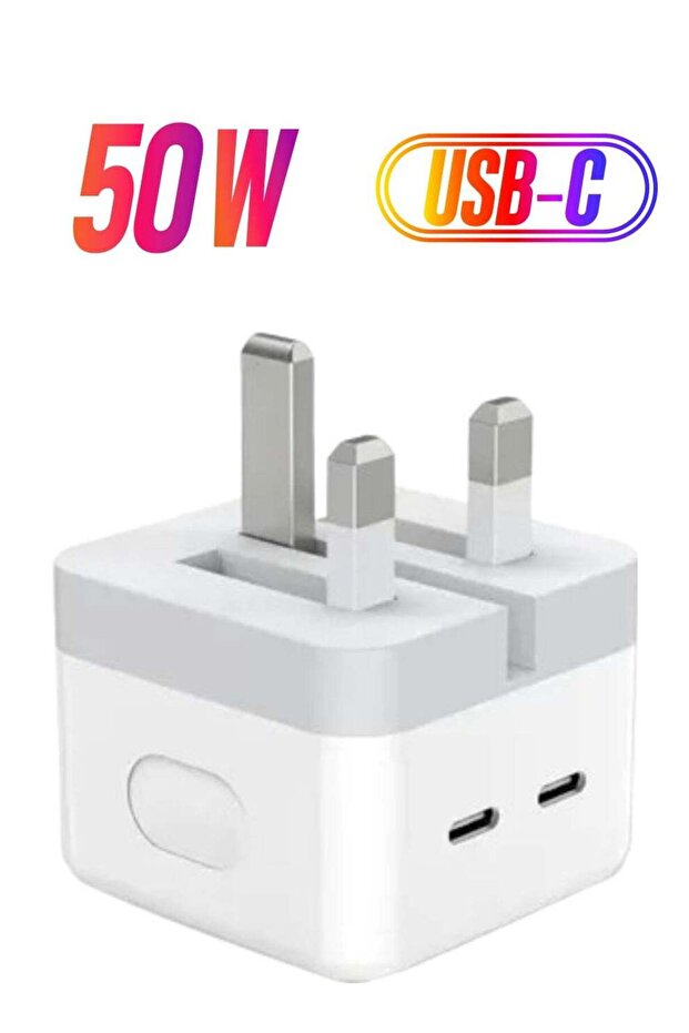 50W iPhone 14 Fast Charger Dual USB Type C Charger Plug, PD3.0 Power Adapter for iPhone 12/13/14/11