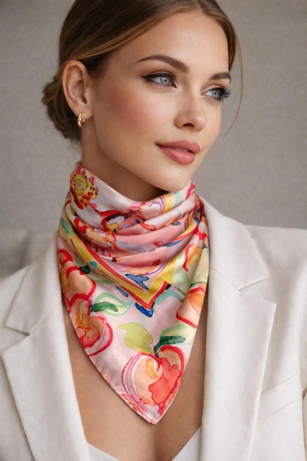 Fular Hair Accessory, Can Be Used as an Orange Bag Accessory and as a Bandana, a Stunning Product 50X50