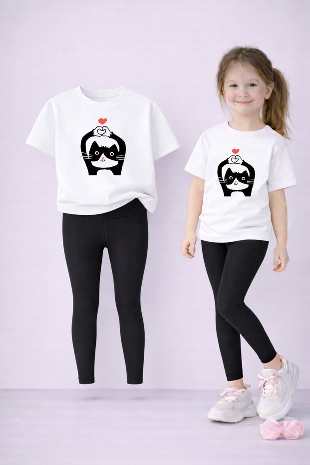 Girl's T-Shirt Leggings Set 100% Cotton Flexible Comfortable Casual Sports Mommy and Daughter Combination