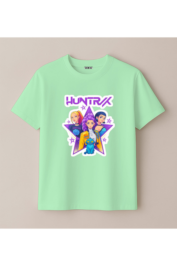Kpop Demon Hunters Hunterix Printed Girl's T-Shirt 4-13 Years - Huntr/X