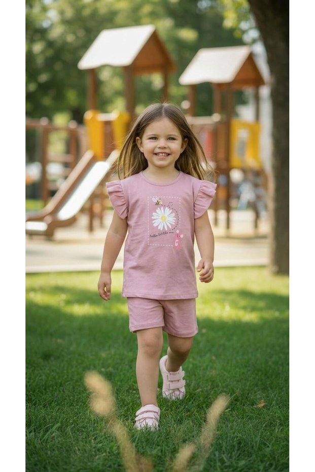 Girl's Summer Shorts Set Cotton Soft Textured T-Shirt Shorts Casual Stylish Combination 1-2-3-4 Years Old
