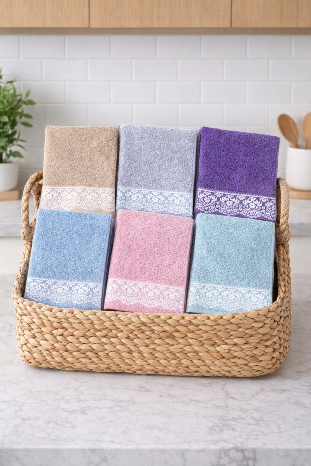 Bukle Jacquard Kitchen Towel 30X50 cm | 100% Cotton | Set of 6 | Stylish & Convenient | Daily & Dowry Life