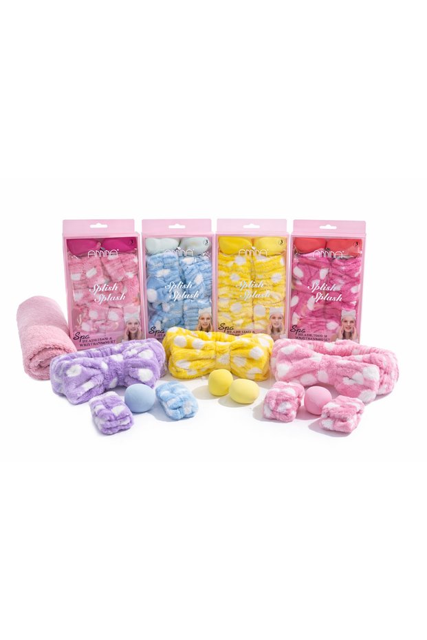 Spa Hair Band & Wristband Set – Plush Makeup Headband + Wrist Towel Set – Skin Care & Face Washing Set