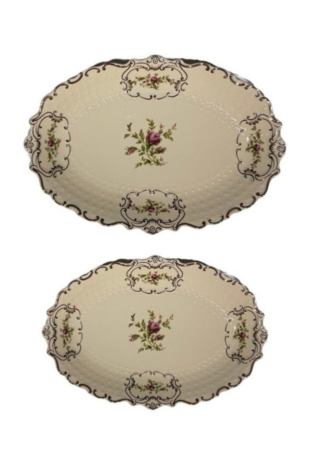 Diana 2 Size Kayak Plate with Vintage Floral Pattern and Gold Detail